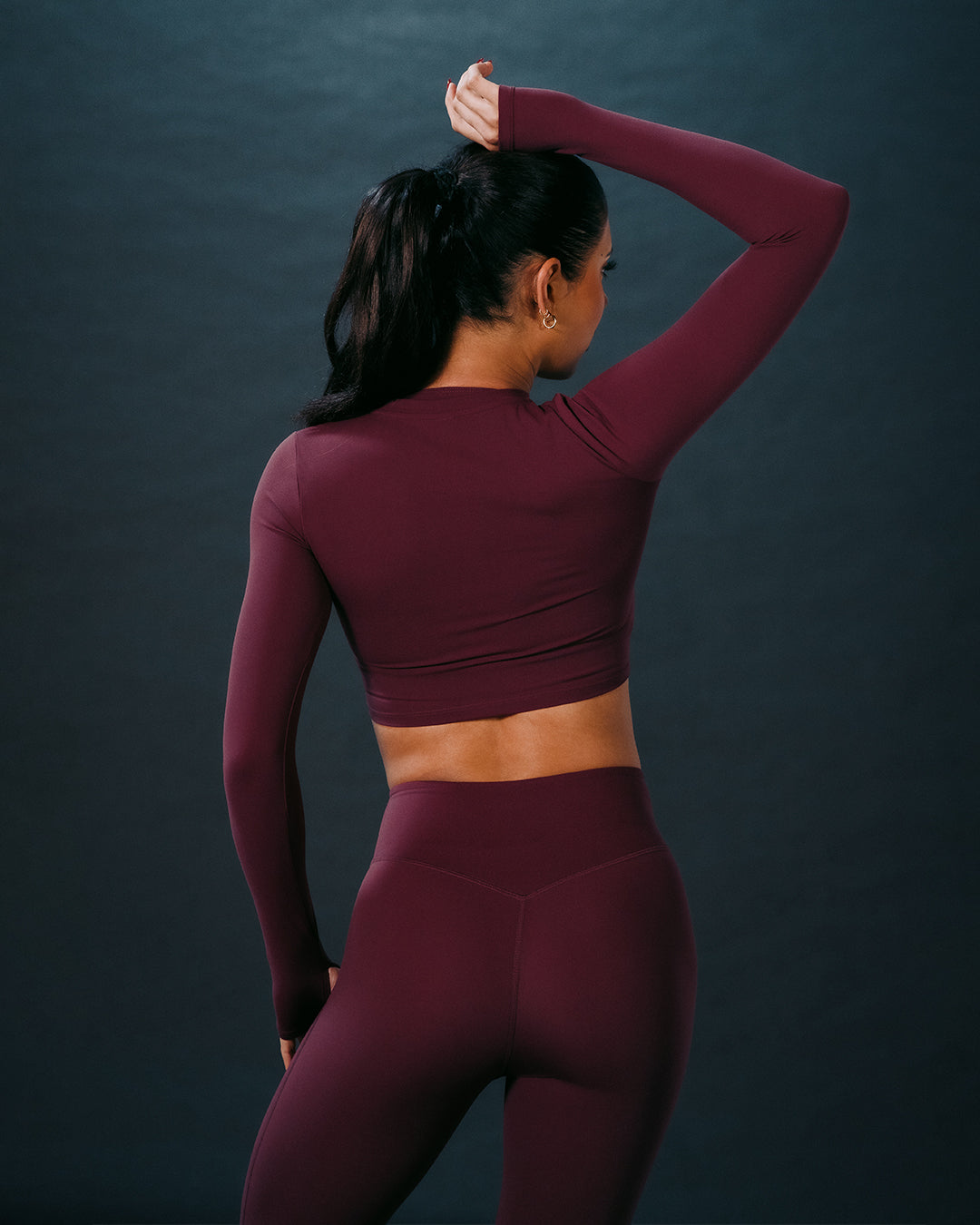 Vital Long Sleeve Crop Top Burgundy
