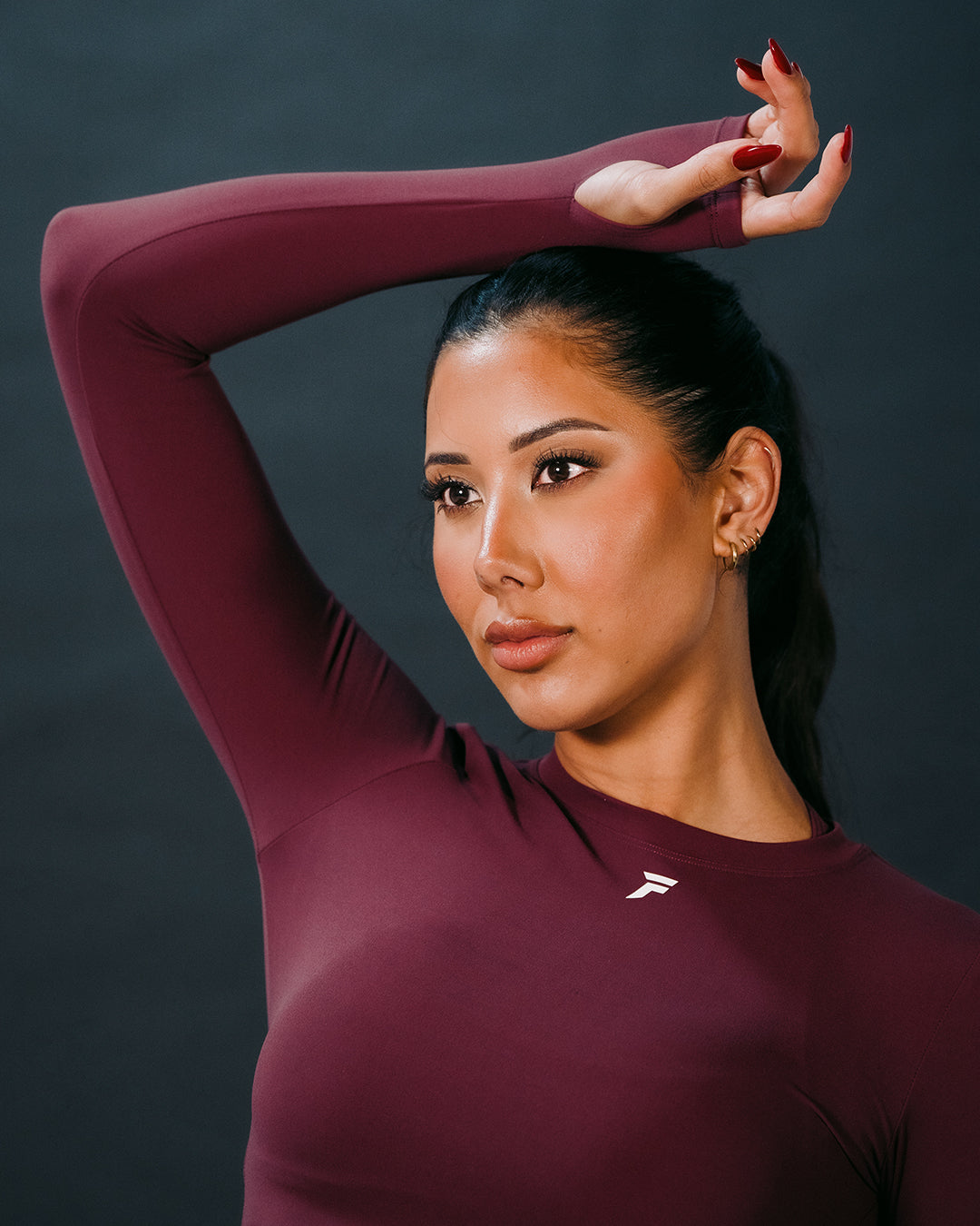 Vital Long Sleeve Crop Top Burgundy